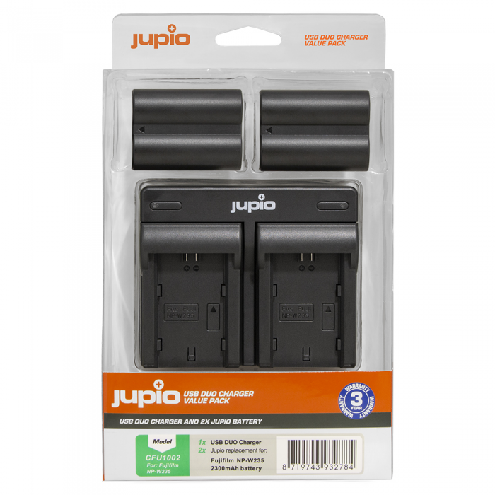 Jupio Value Pack: 2x Battery NP-W235 + USB Dual Charger
